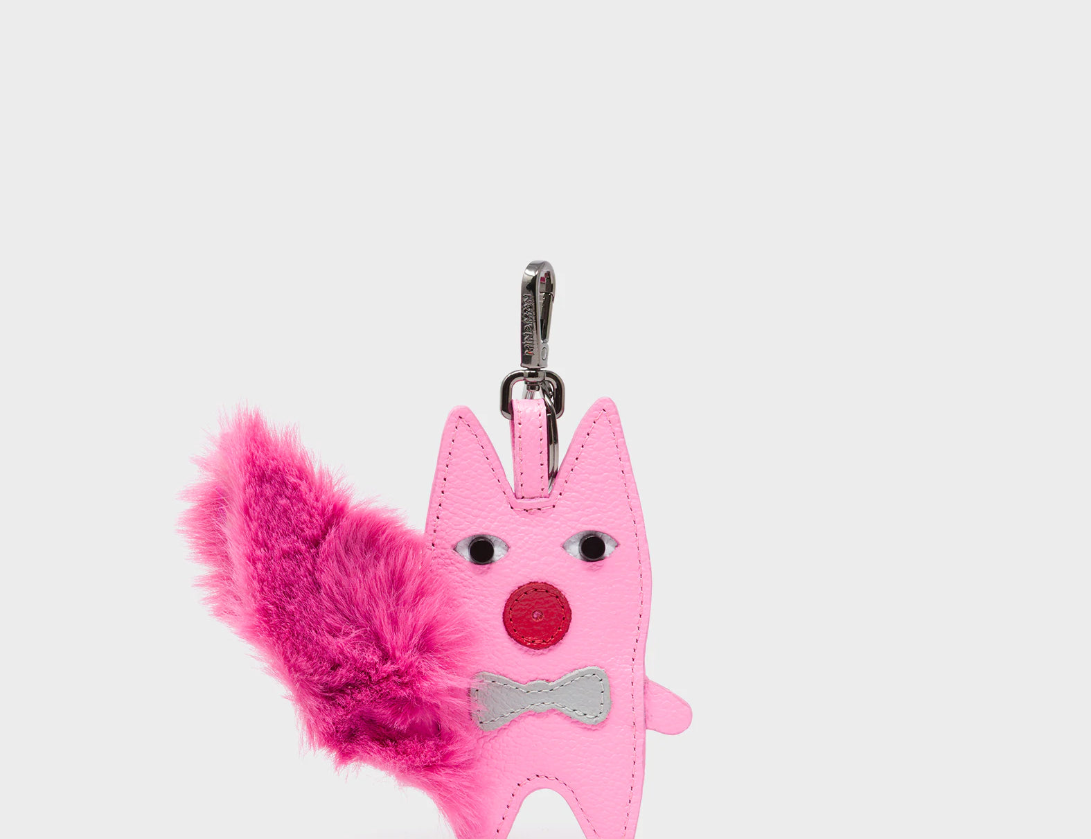 Flufftail Charm - Bubblegum Pink Leather Keychain - Front