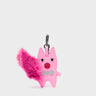 Flufftail Charm - Bubblegum Pink Leather Keychain - Front