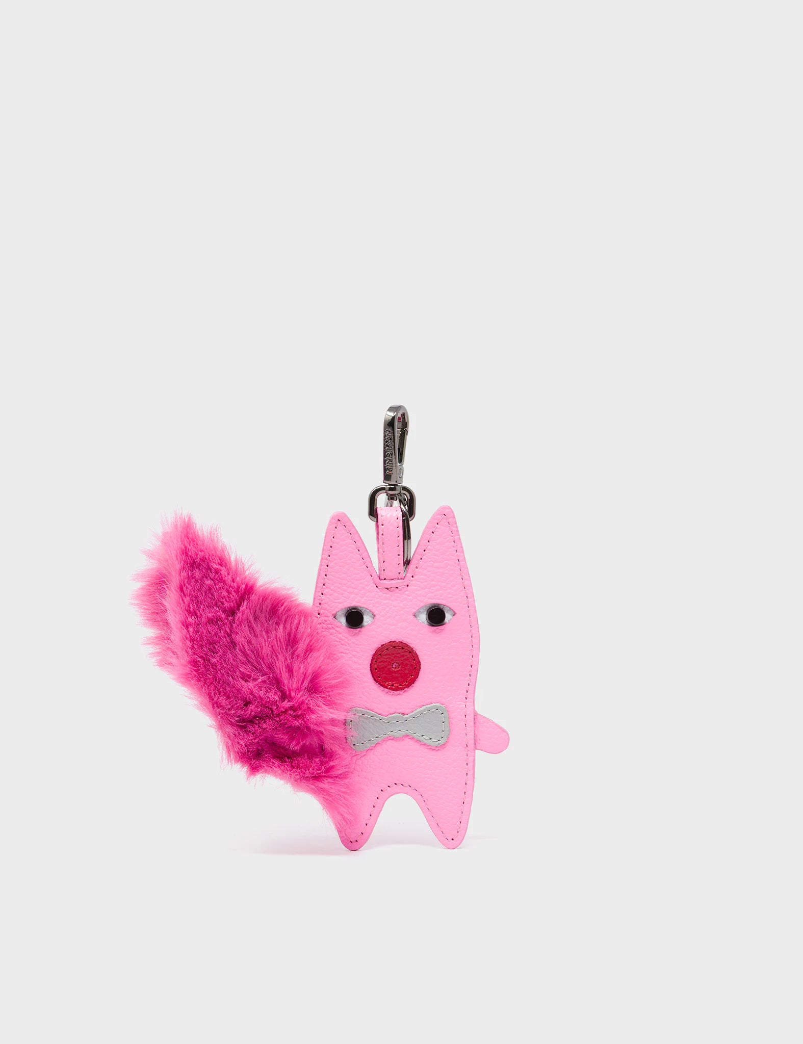 Flufftail Charm - Bubblegum Pink Leather Keychain - Front