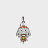Helia Rocketship Charm - Cream Leather Keychain - Front View