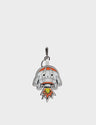 Helia Rocketship Charm - Cream Leather Keychain - Front View