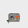 Frodo Cream Leather Zip Around Wallet - Cubes Print - Front