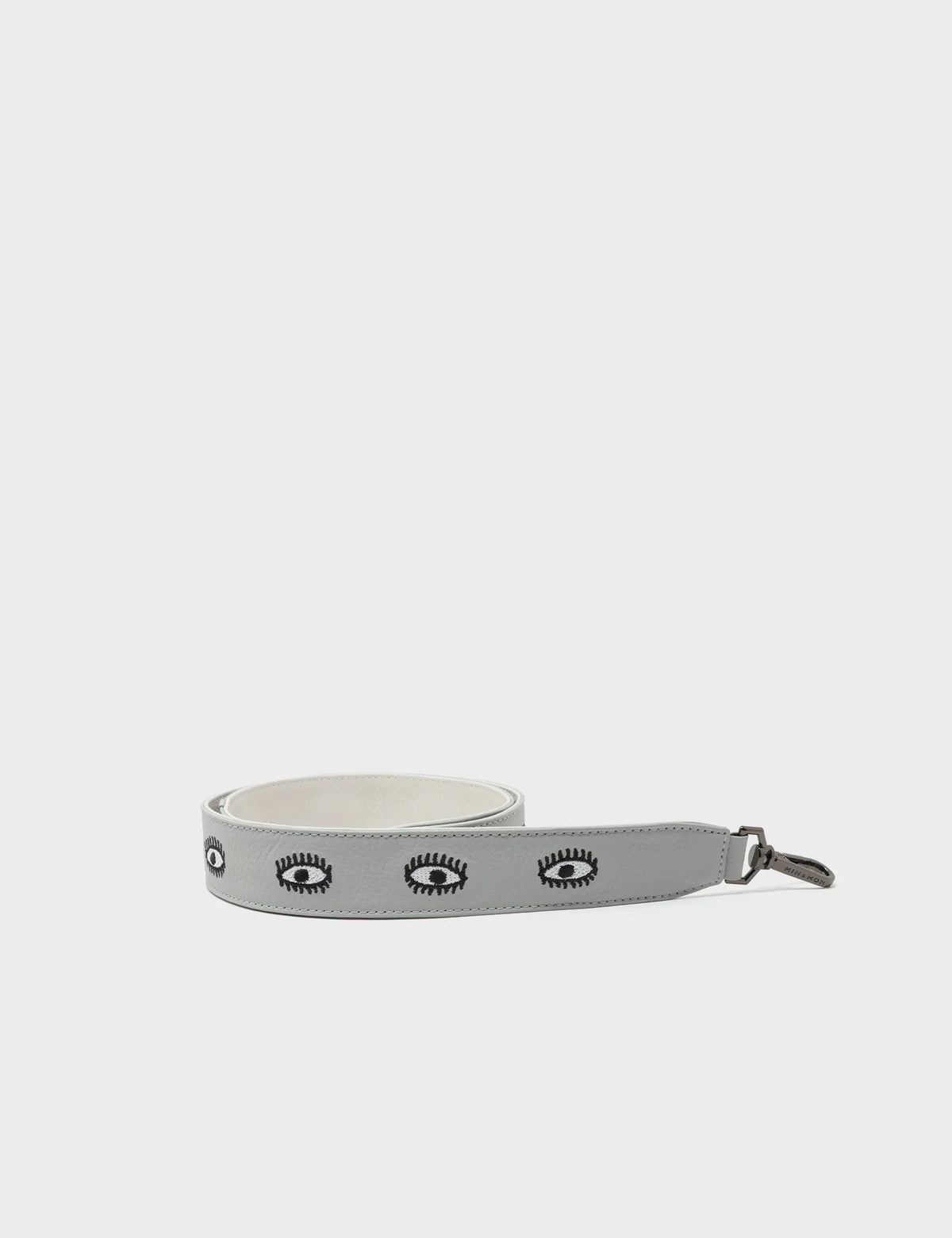 Detachable Moonwalk Gray Leather Shoulder Strap - All Over Eyes Embroidery - How to Package