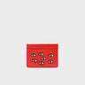 Filium Poppy Red Leather Cardholder - All Over Eyes Embroidery - Front