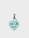 Hearty Smile Charm - Eggshell Blue Leather Keychain - Front