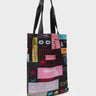 The Everyday Tote Bag - Black Cyclepet Fabric Subway Stories Print - Main View