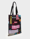 The Everyday Tote Bag - Black Cyclepet Fabric Subway Stories Print