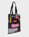 The Everyday Tote Bag - Black Cyclepet Fabric Subway Stories Print - Main View