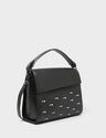 Anastasio Medium Crossbody Handbag Black Leather - All Over Eyes Embroidery - Main View