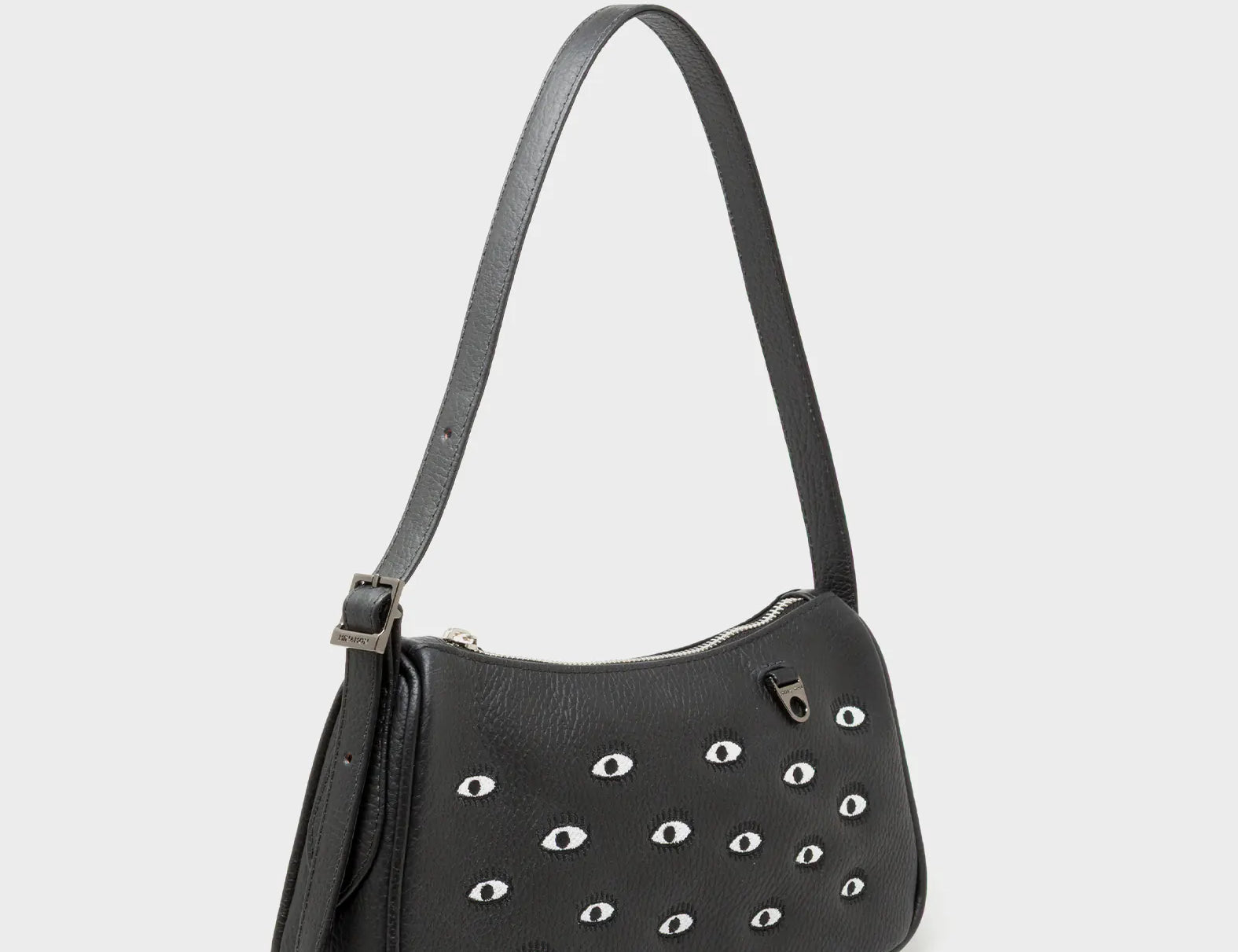 Lucas Hobo Mini Black Handbag - All Over Eyes Embroidery - Main View