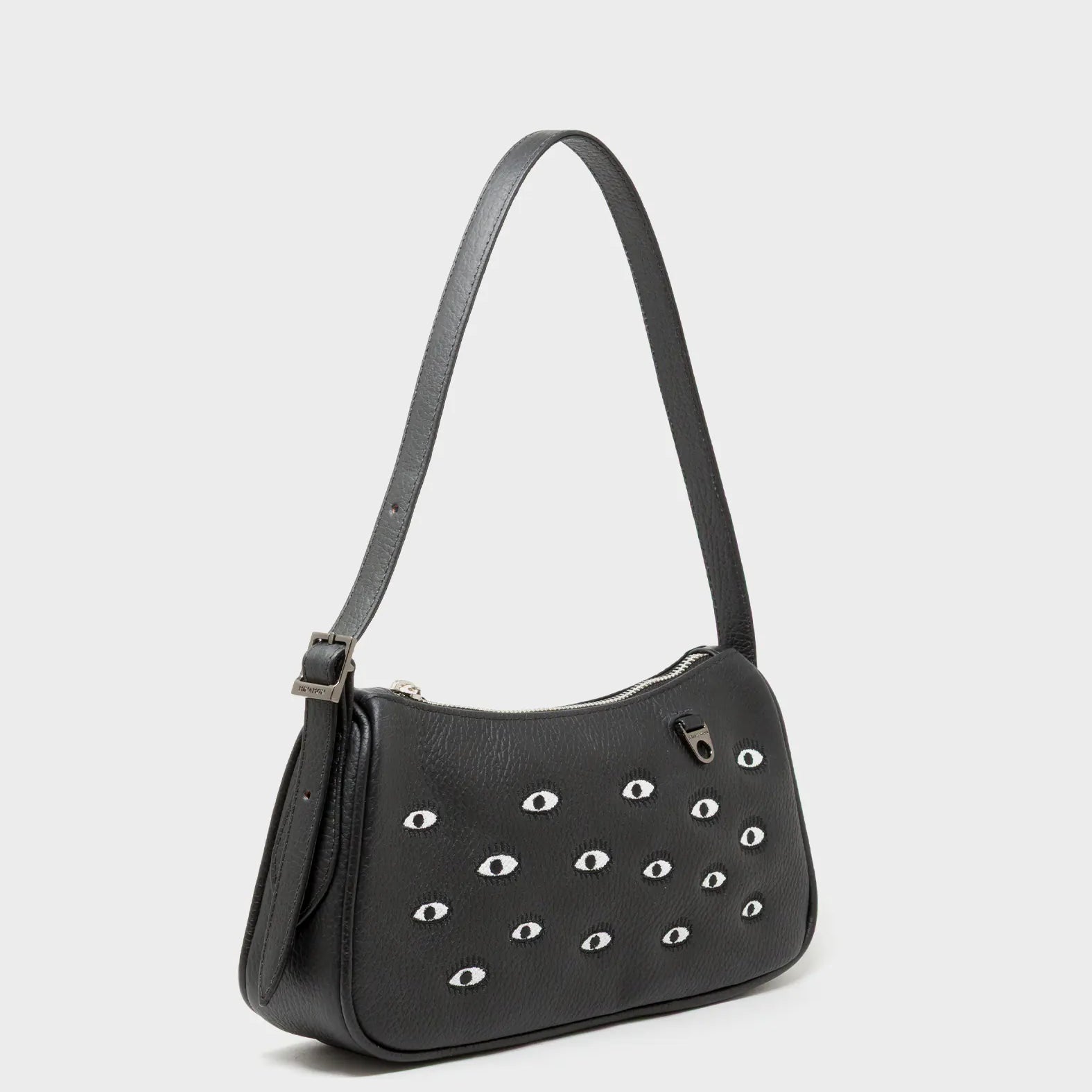 Lucas Hobo Mini Black Handbag - All Over Eyes Embroidery - Main View