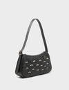 Lucas Hobo Mini Black Handbag - All Over Eyes Embroidery
