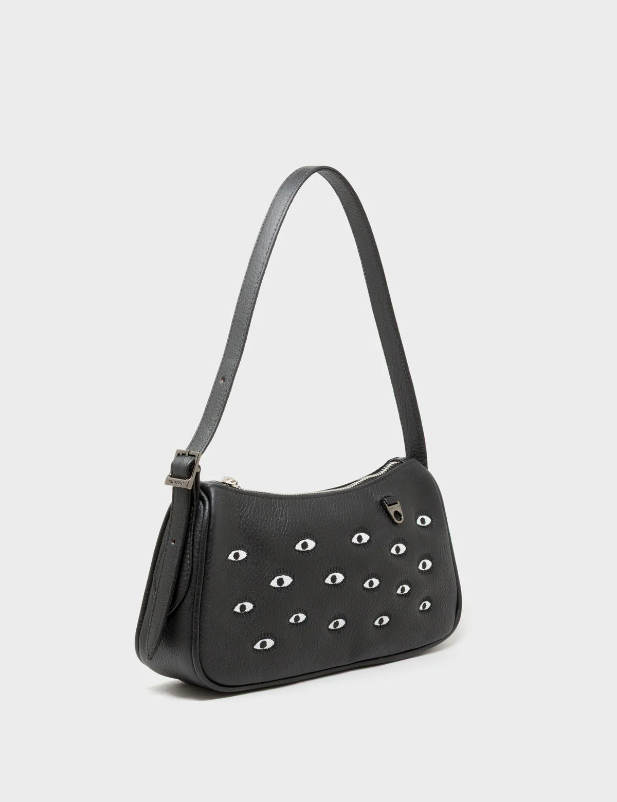 Lucas Hobo Mini Black Handbag - All Over Eyes Embroidery - Main View