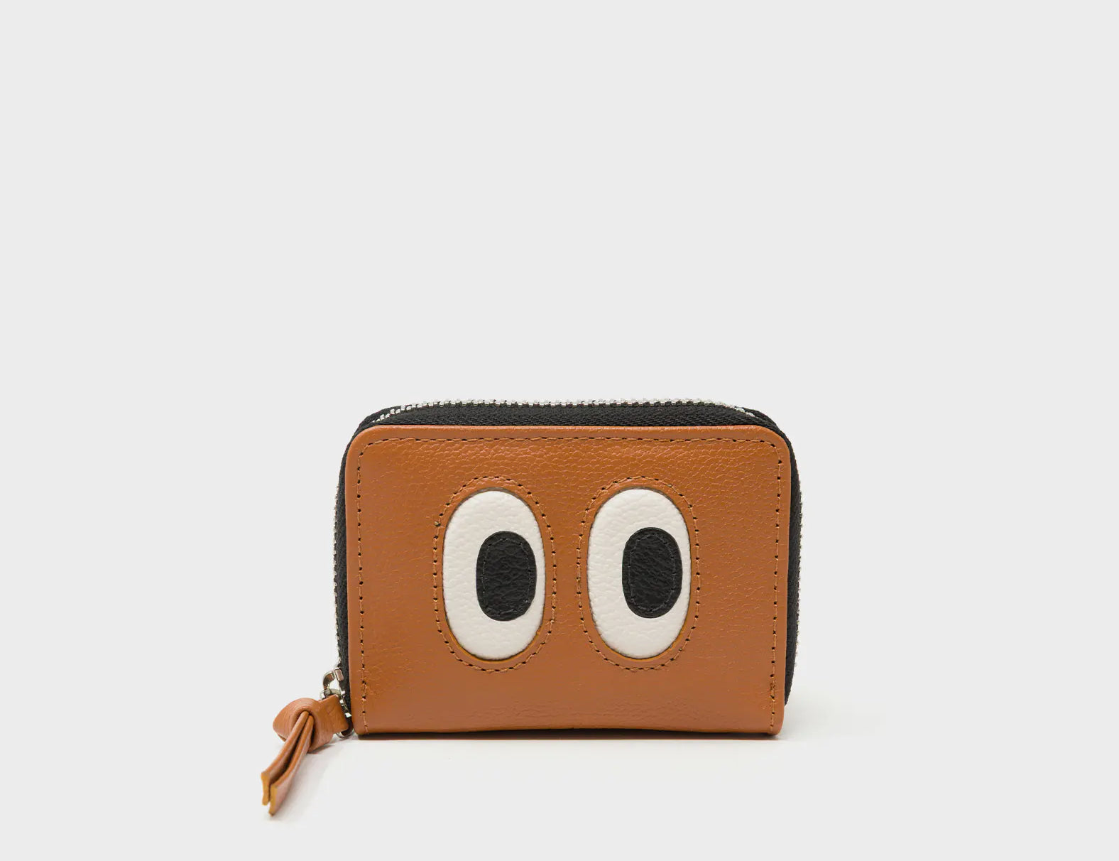 Frodo Caramel Leather Zip Around Wallet - Eyes Engraved - Front