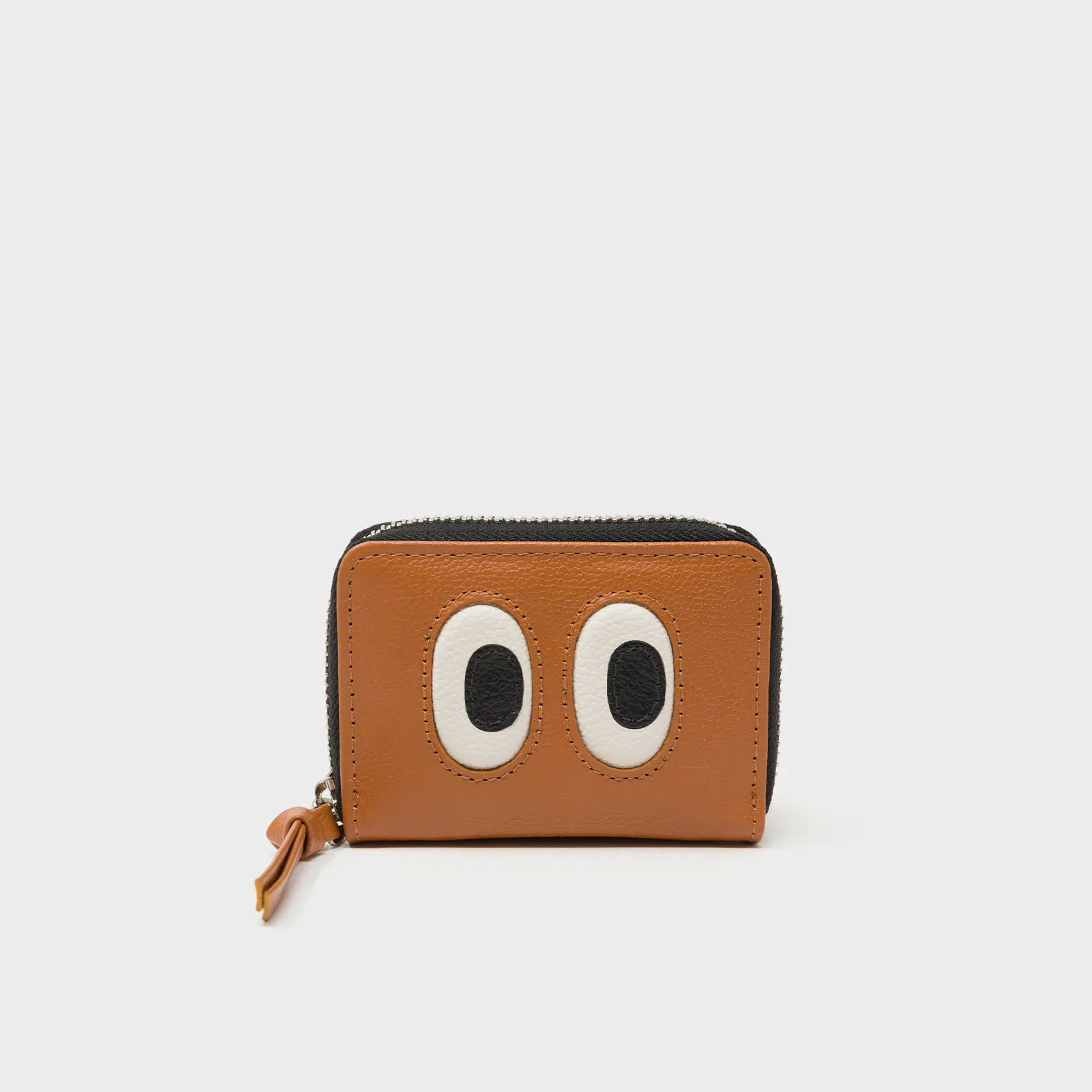 Frodo Caramel Leather Zip Around Wallet - Eyes Engraved - Front
