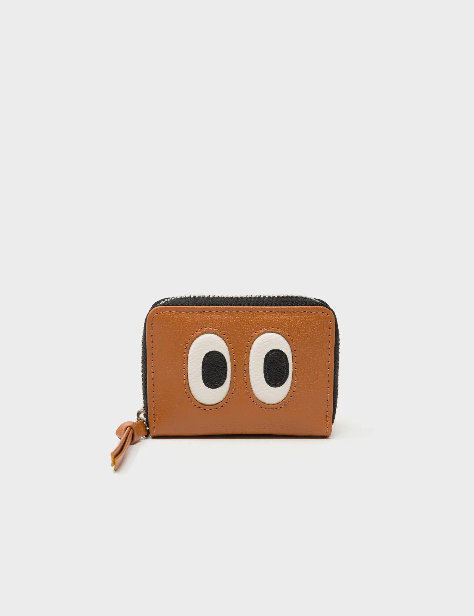 Frodo Caramel Leather Zip Around Wallet - Eyes Engraved - Front