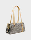 Esther Cream Satchel Mini Bag - All Over Eyes Embroidery and Cubes Print