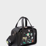 Benji Small Crossbody Black Leather Bag -  Floralia Embroidery - Main View
