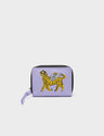 Frodo Lavender Leather Zip Around Wallet - Winged Tiger Embroidery - front