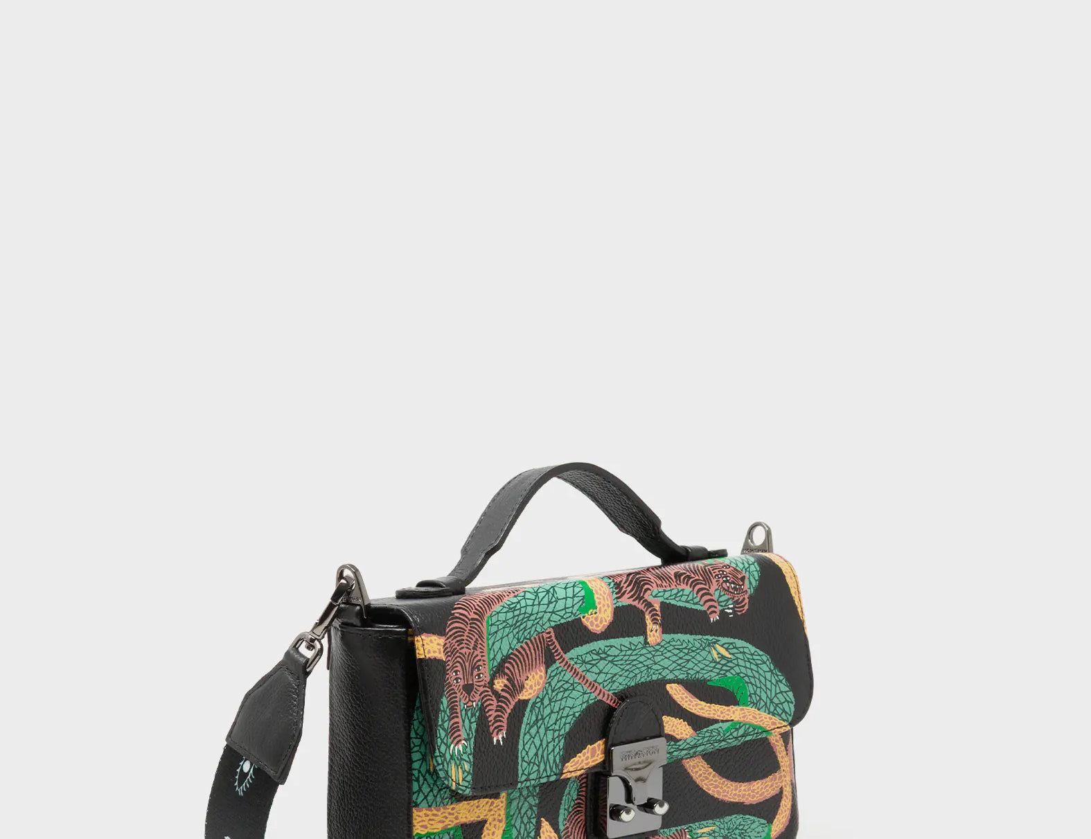 Amantis Black Leather Crossbody Mini Handbag - Tangle Tales Design - Main View