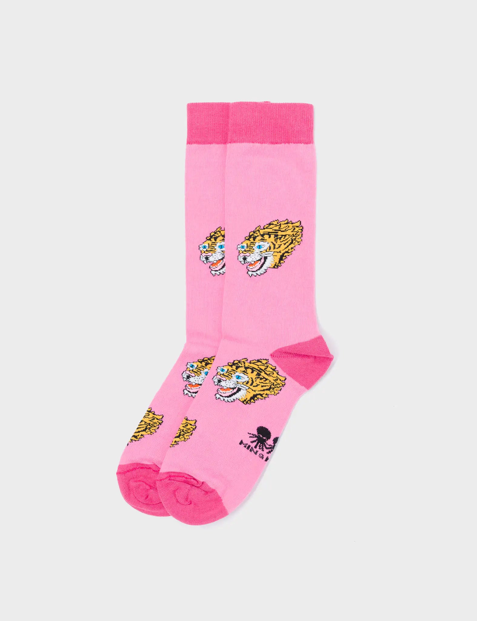 Pink Socks - Blazing Tiger Motive - Left Side View