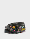 Harold Fanny Pack Black Leather - Autumn Blush Embroidery