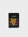Frida Black Leather Passport Cover - Tiger and Flowers Embroidery
