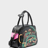Marino Medium Crossbody Black Leather Bag - Tiger And Snake Print - Main View