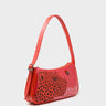 Lucas Hobo Mini Poppy Red Handbag - Retro Tiger Embroidery - Main View