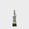 Oliver The Ox Charm - Neon Lime and Tuffet Brown Leather Keychain - Front view