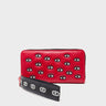 Francis Jester Red Leather Wallet - All Over Eyes Embroidery - Front View
