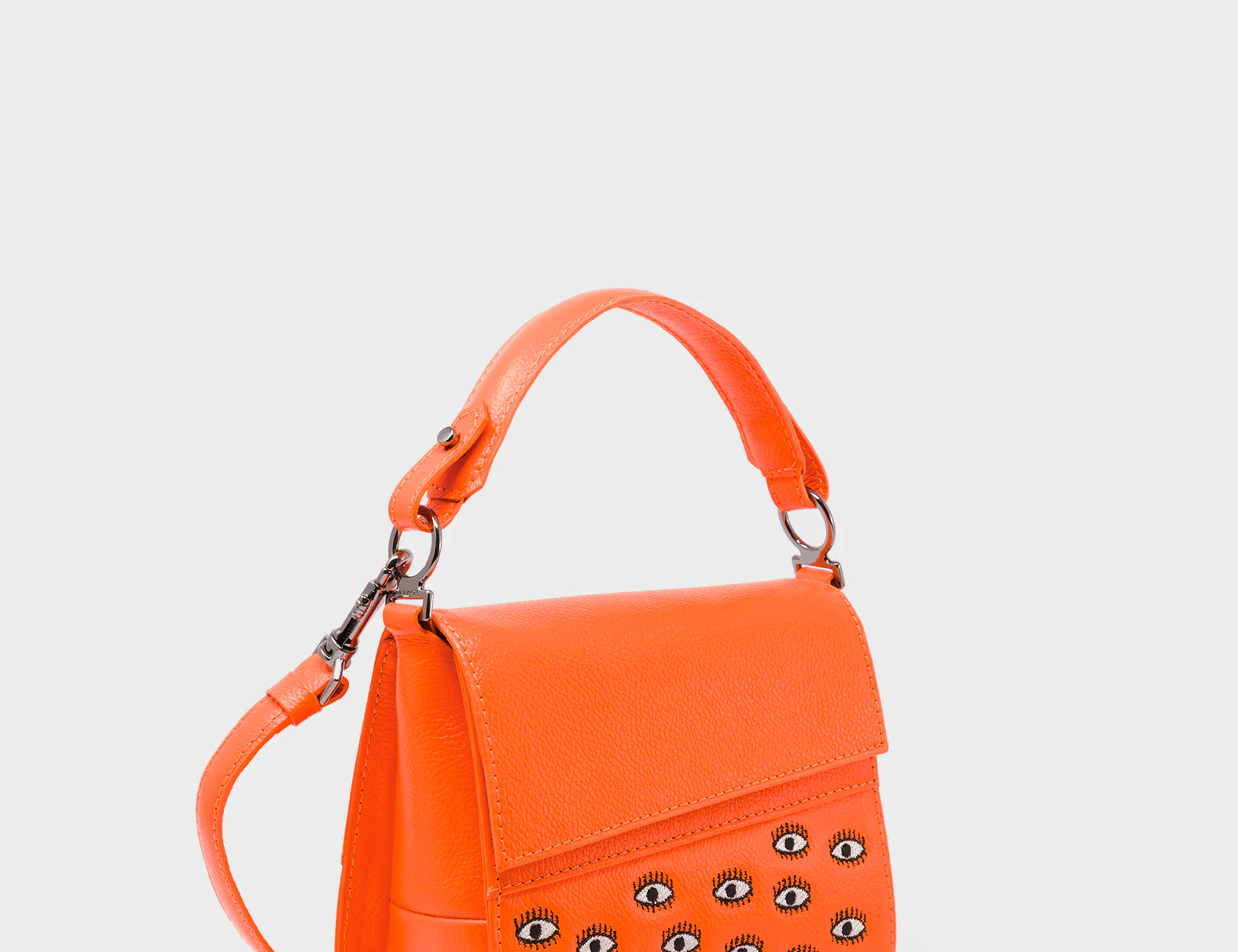 Anastasio Micro Crossbody Handbag Neon Orange Leather - Eyes Embroidery - Main View