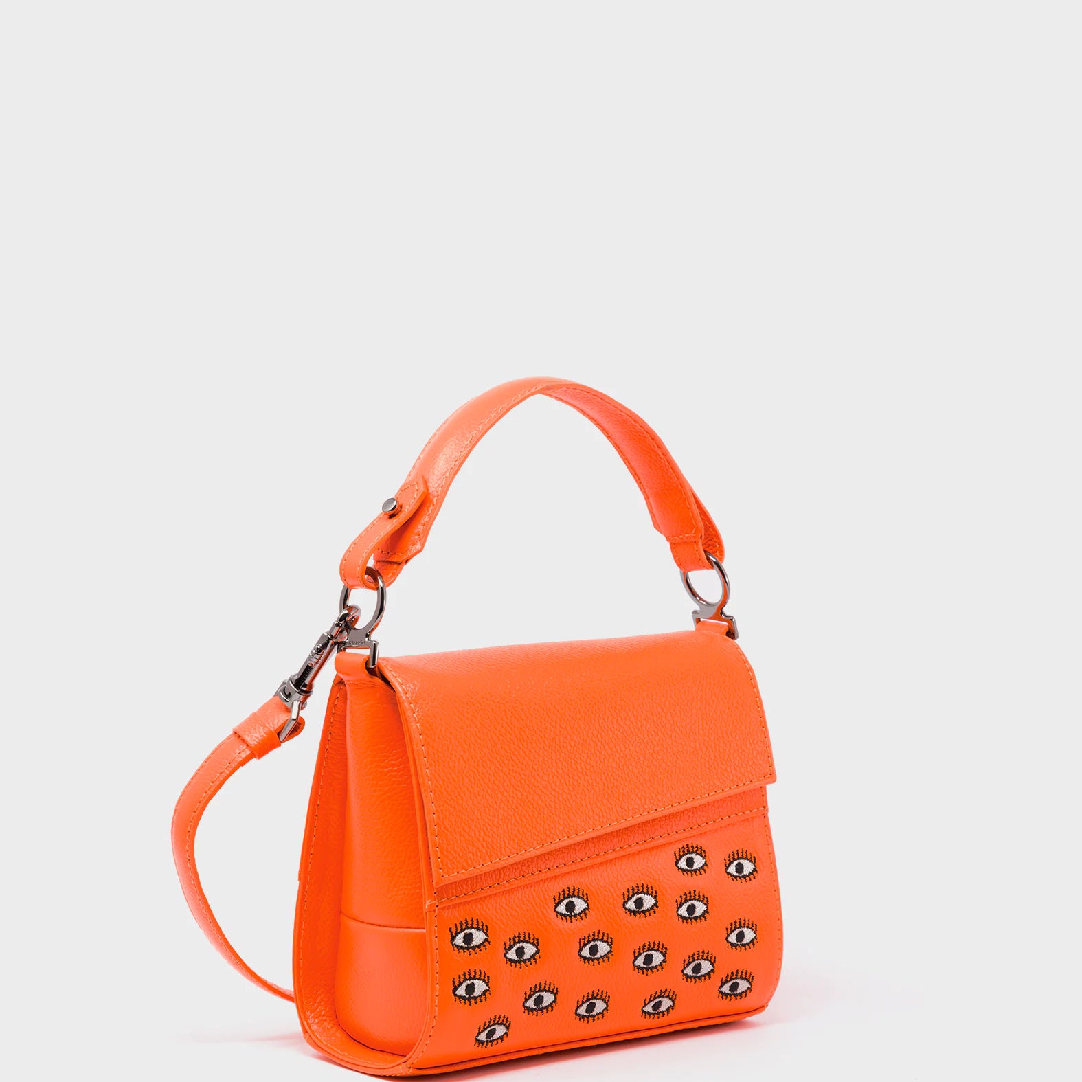 Anastasio Micro Crossbody Handbag Neon Orange Leather - Eyes Embroidery - Main View