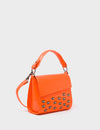 Anastasio Micro Crossbody Handbag Neon Orange Leather - Eyes Embroidery