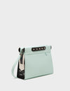 Vali Crossbody Small Glacier Blue And Black Leather Bag - All Over Eyes Embroidery
