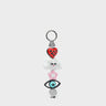 Cloudette Charm - Red and Pink 3D Printed Bioplastic Keychain - Front
