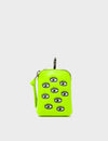 Florence Pouch Charm - Neon Lime Leather Keychain All Over Eyes Embroidery