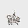Theo the Tiger - Silver Leather Keychain - Front