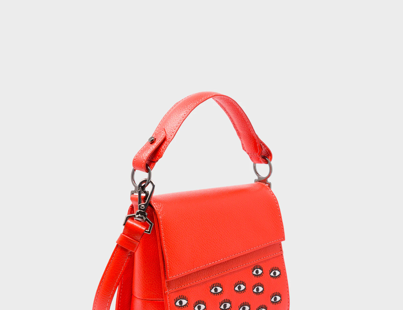 Anastasio Micro Crossbody Handbag Fiesta Red Leather - All Over Eyes Embroidery - Main View