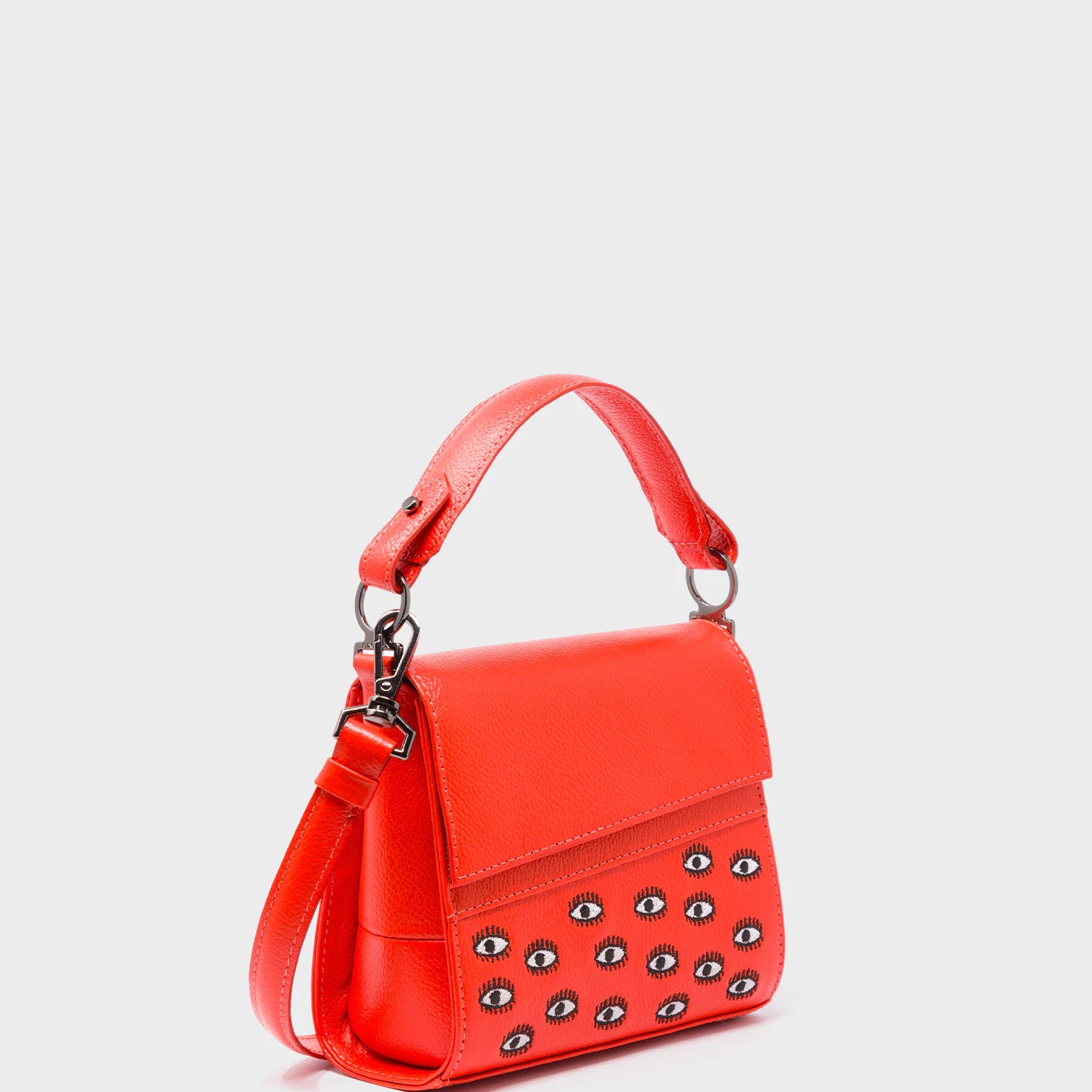 Anastasio Micro Crossbody Handbag Fiesta Red Leather - All Over Eyes Embroidery - Main View