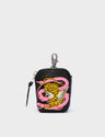 Pouch Charm - Black Leather Keychain Tiger and Snake Print