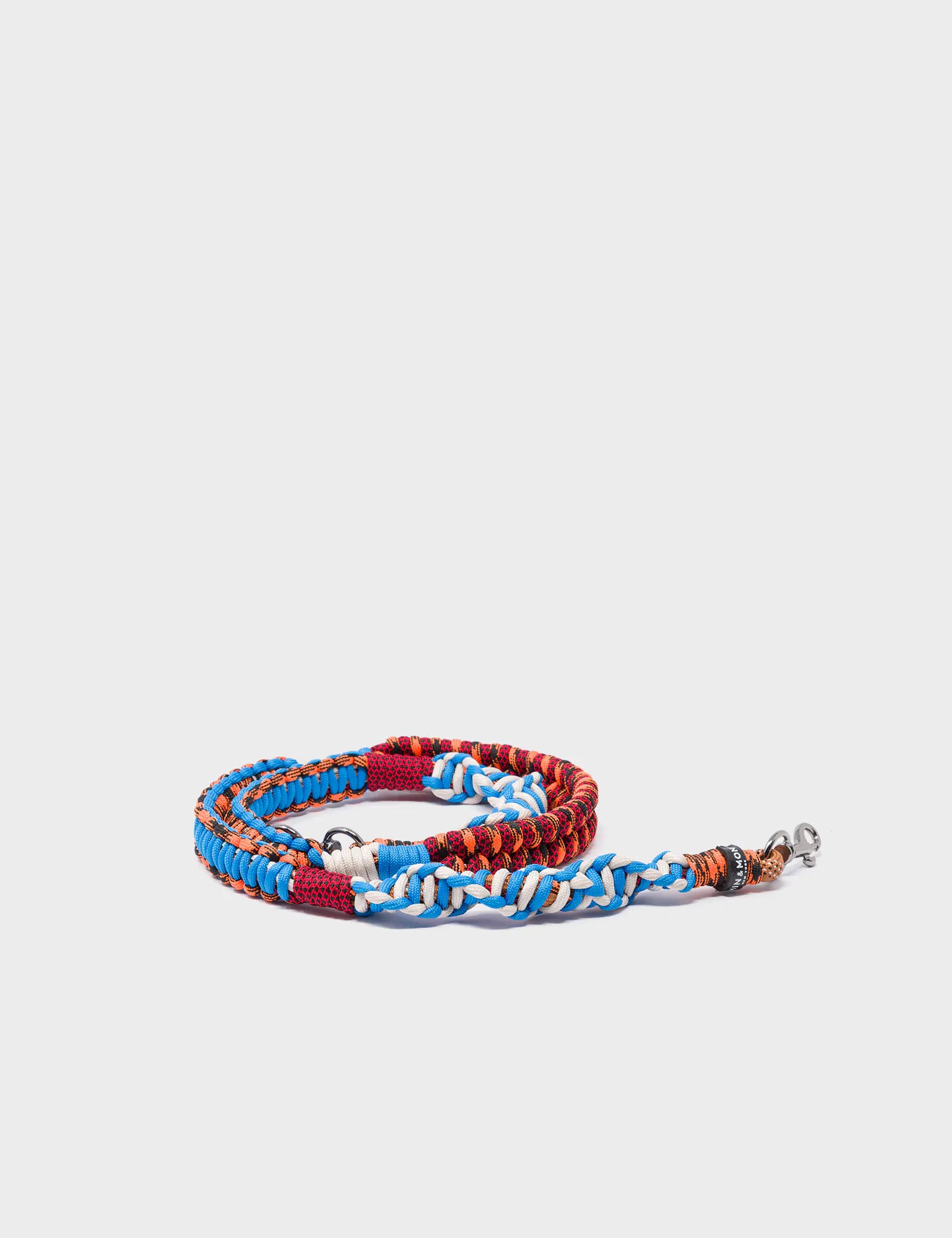 Detachable Shoulder Strap - Blue, Orange and Black Handwoven Paracord - Product View