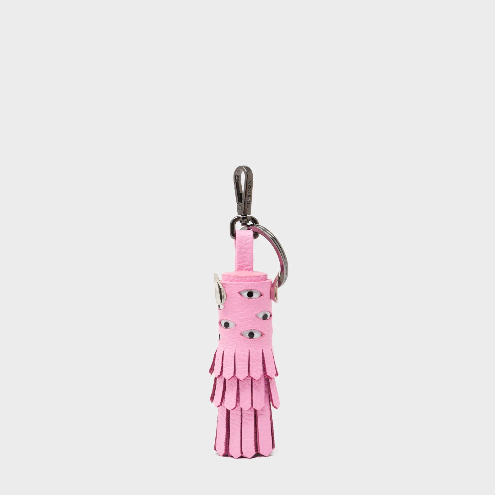 Oliver The Ox Charm - Bubblegum Pink Leather Keychain - Front