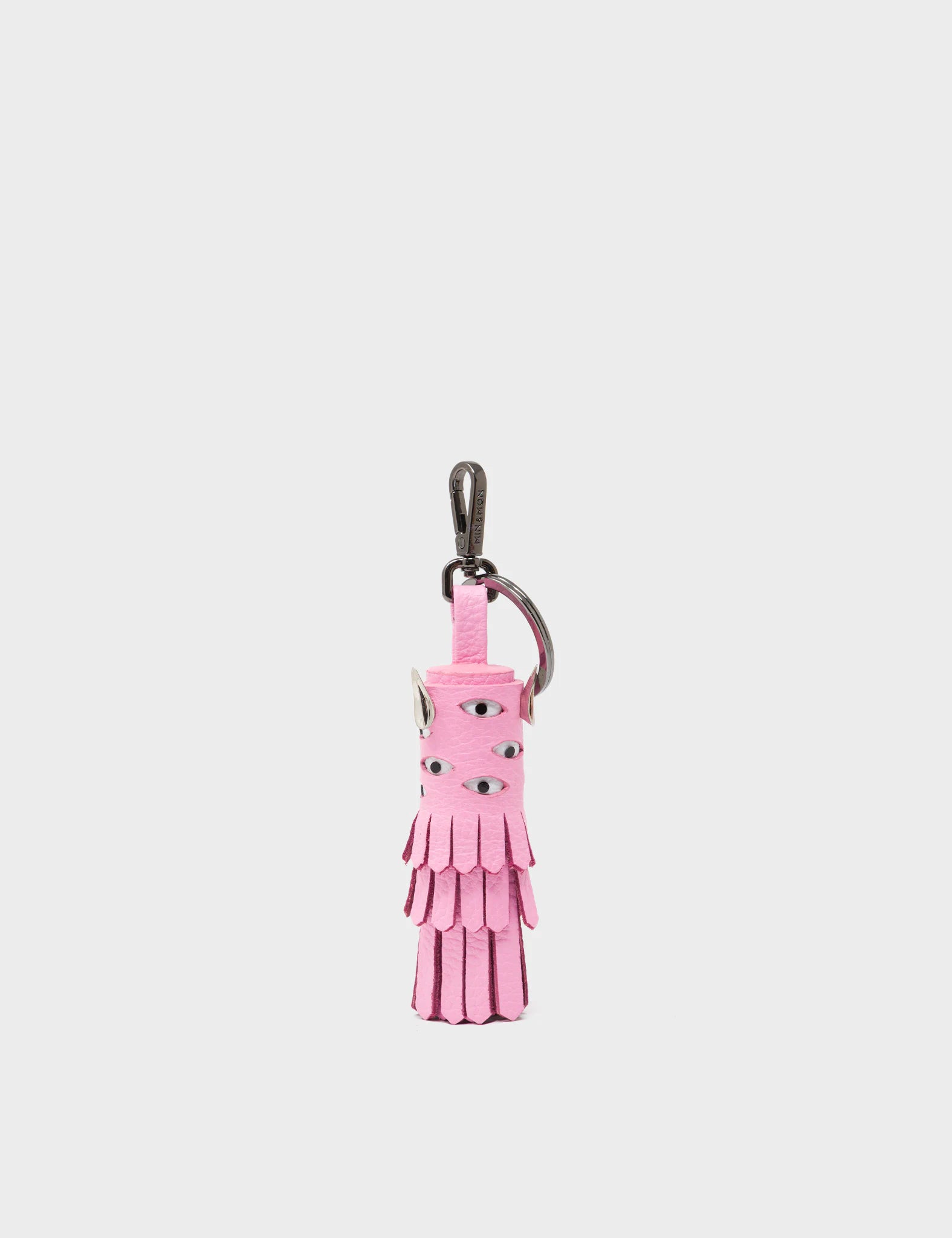 Oliver The Ox Charm - Bubblegum Pink Leather Keychain - Front