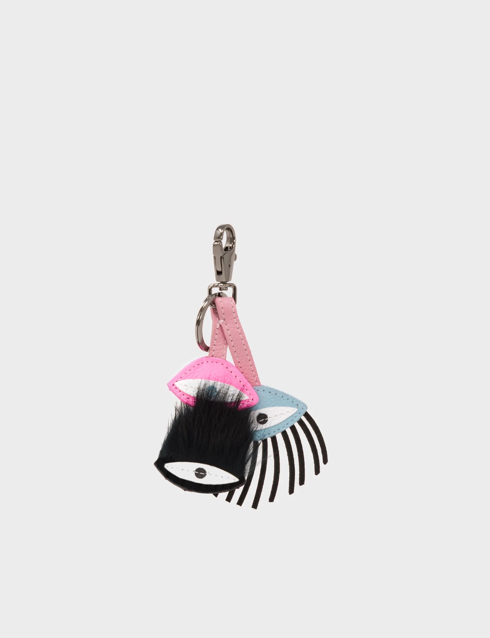 Eyes Charm - Blush Pink and Blue Leather Keychain