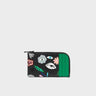 Fausto Black Leather Zip-around Cardholder - Floralia Print - Front