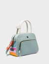Marino Medium Cameo Blue Crossbody Leather Bag - Groovy Rainbow Design