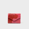 Fiona Poppy Red Leather Wallet - Retro Tiger Embroidery - Front