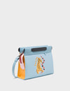 Vali Crossbody Small Stratosphere Blue And Marigold Leather Bag - Tiger And Snake Print