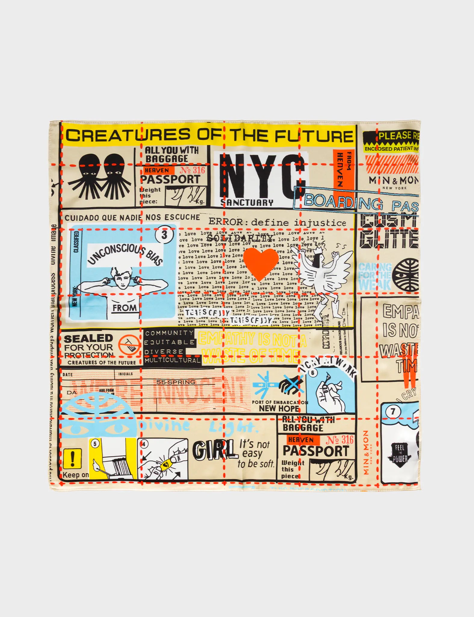 Beige Silk Headscarf - Kind Type Design - Front